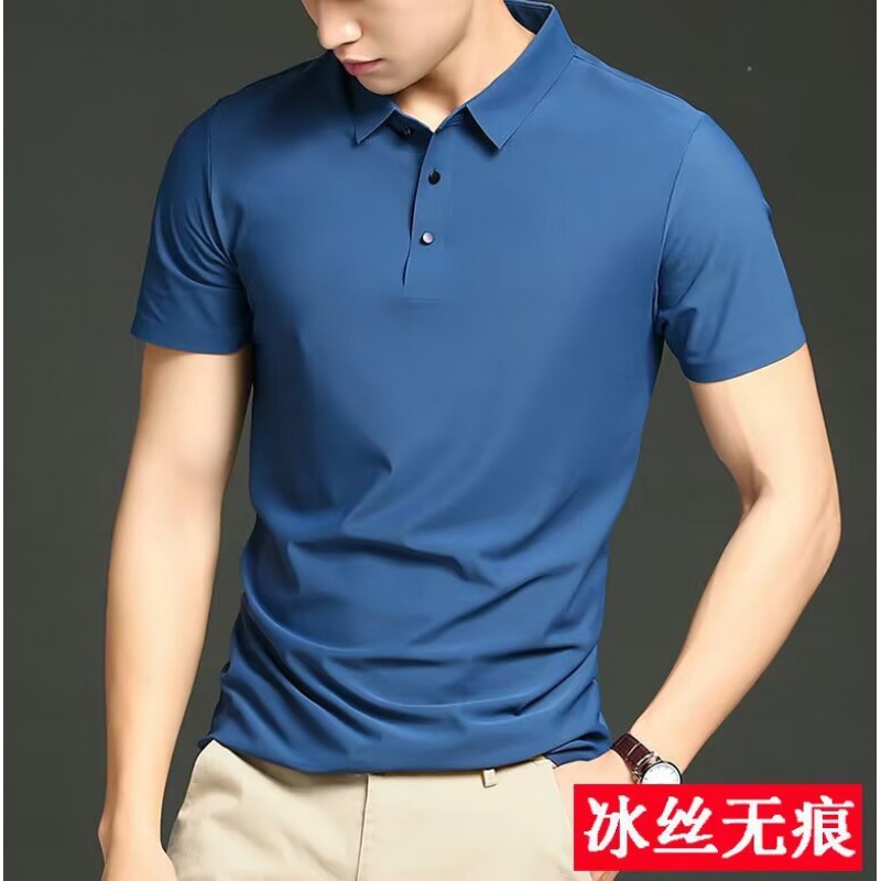 Camiseta de mangas cortas de hielo sin marcas de hombre polo verano 2024 ropa de trabajo de equipo de hombres con solapa de negocios para hombres