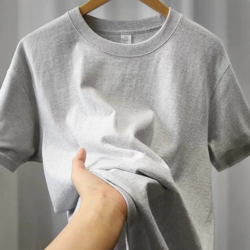 300g Combed Cotton Double-Needle Heavy-Duty Pure Cotton Solid Color Short-Sleeve T-Shirt Base Layer Unisex Drop Shoulder 300g Combed Cotton Double-Needle Heavy-Duty Pure Cotton Solid Color Short-Sleeve T-Shirt Base Layer Unisex Drop Shoulder
