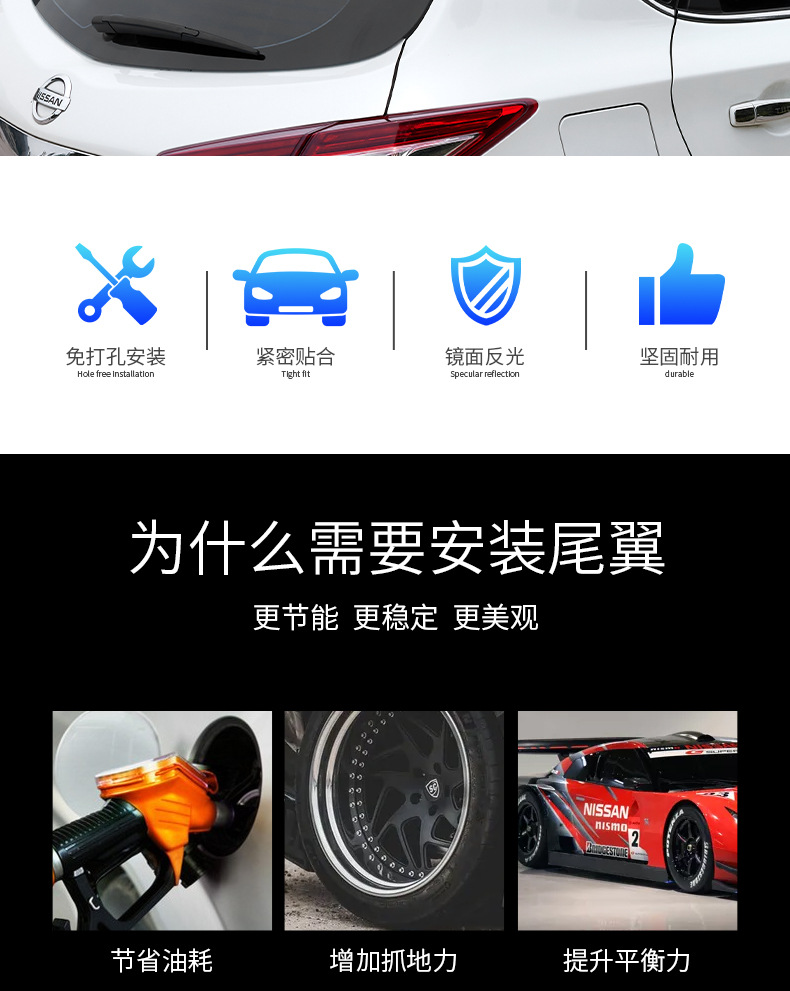 Specially Used for Nissan Tiida 2016-2025 Modified Rear Wing Nissan Tiida Spoiler Modified Decoration