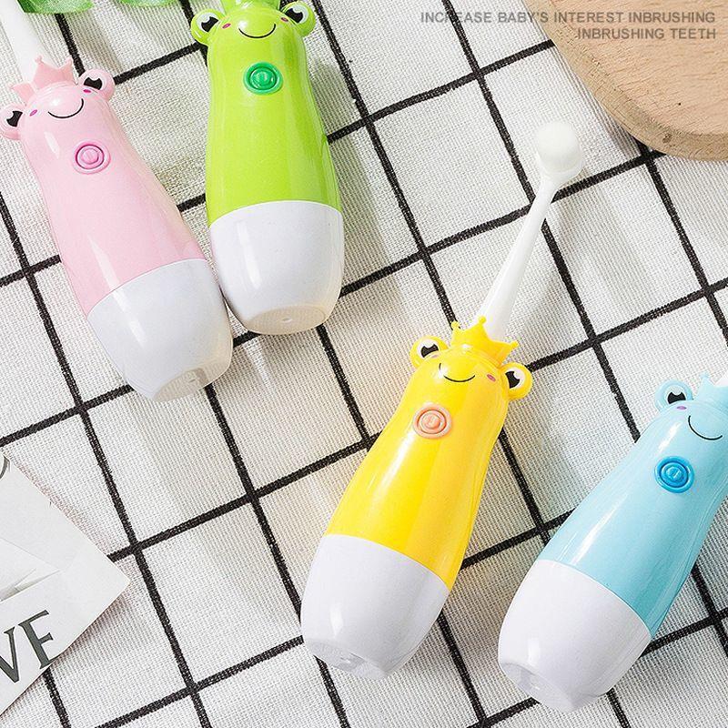 Little Frog Four-Color Electric Toothbrush for Kidsren Aged 6-12 Years Old with Soft Hair and Ten Thousand Hairs for Kidsren and Students Waterproof Automatic Ipx