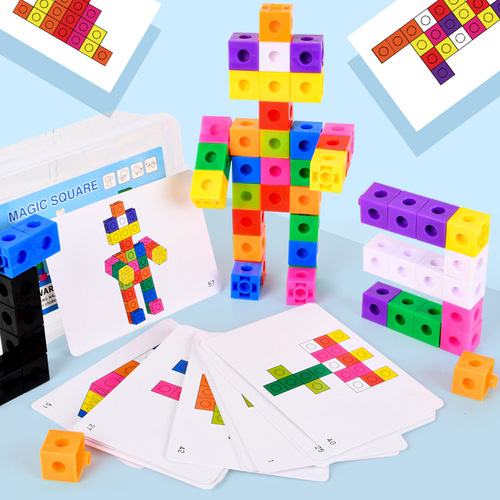 Kindergarten Intelligent Rubik's Cube Small Square Assembling Building Blocks Plastic Assembling Insert Children's Early Education Assembling and Dismantling Educational Toys Wholesale