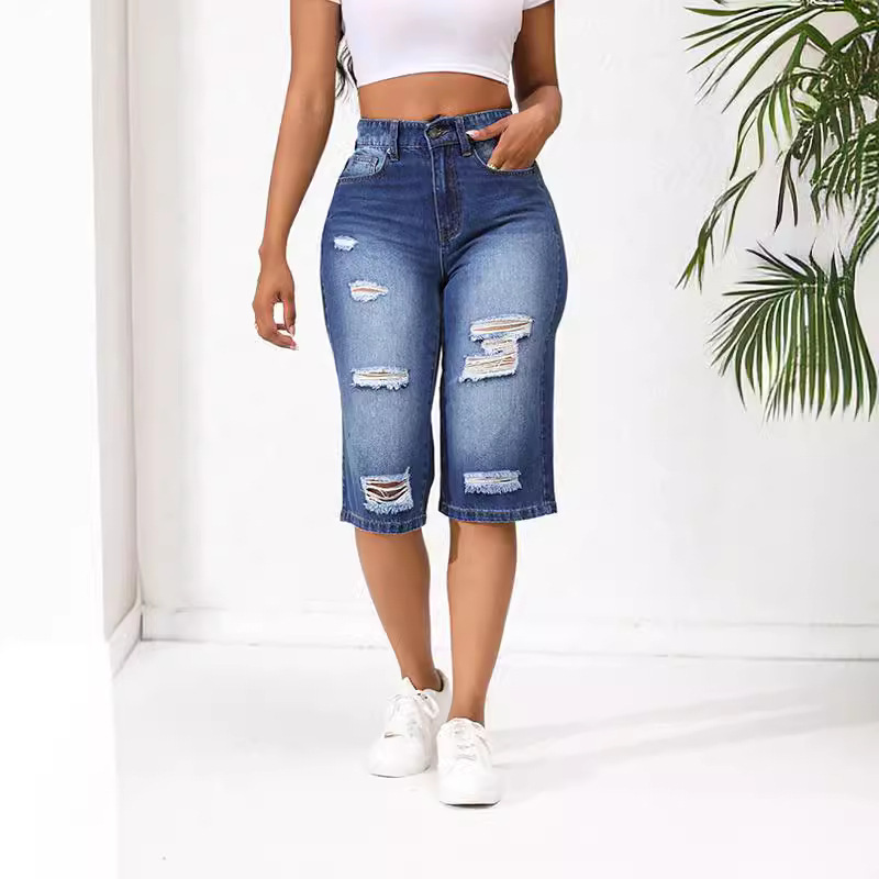 New Jeans 2026 Summer Amazon European and American Fashion Blue High-Waisted Stretch Women's Clothing
