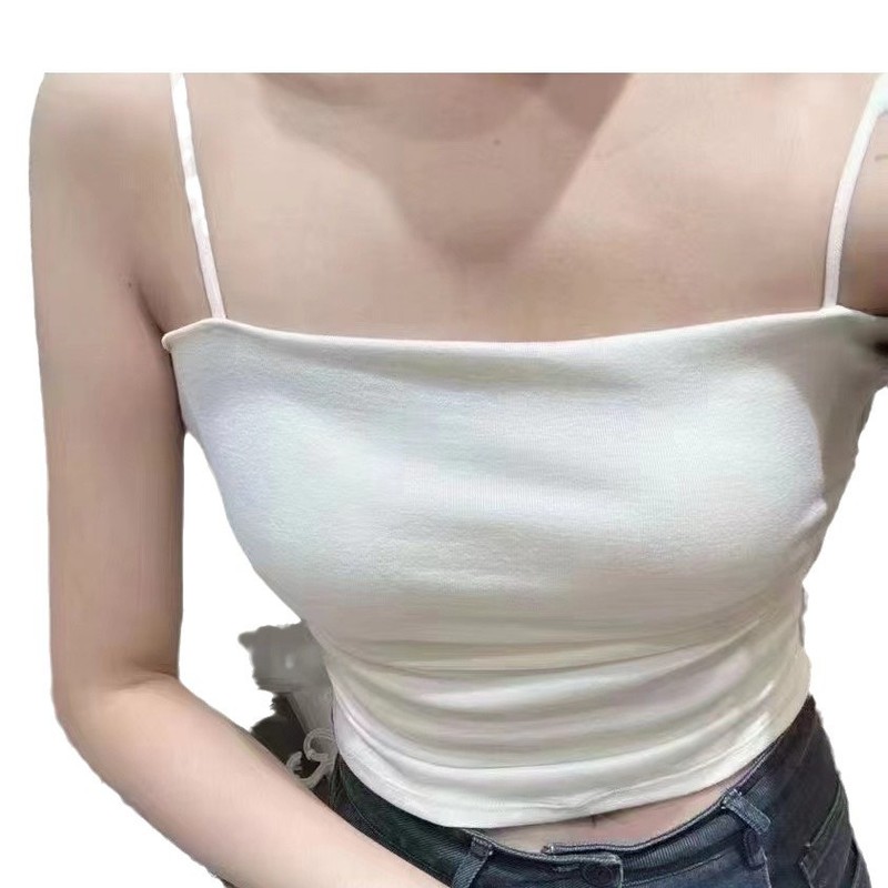 8808 # 純欲のしわの小さいストラップのベストの中に胸のパッドのギャルが付いています。|undefined