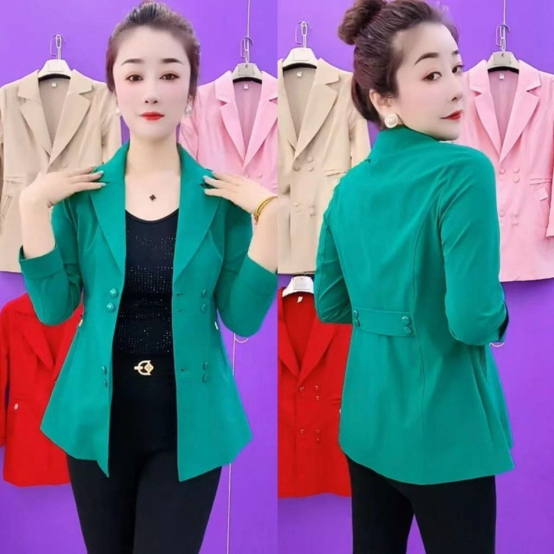 2025夏新款高档防晒薄料西服外套时尚洋气显瘦中老年妈女风衣修身