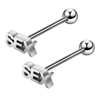 Cross-border e-commerce new fashion stainless steel letter tongue nail European and American popular personalized metal puncture jewelry in stock