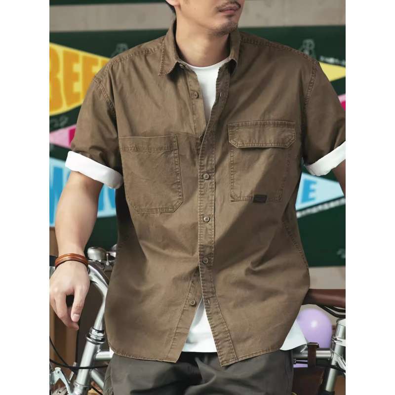 Cos Wu Xie Original Japanese-Style Cityboy Workwear Short-Sleeve Shirt for Men, Summer Ins Trendy Brand, Cool and Loose-Fitting Shirt Cos Wu Xie Original Japanese-Style Cityboy Workwear Short-Sleeve Shirt for Men, Summer Ins Trendy Brand, Cool and Loose-Fitting Shirt