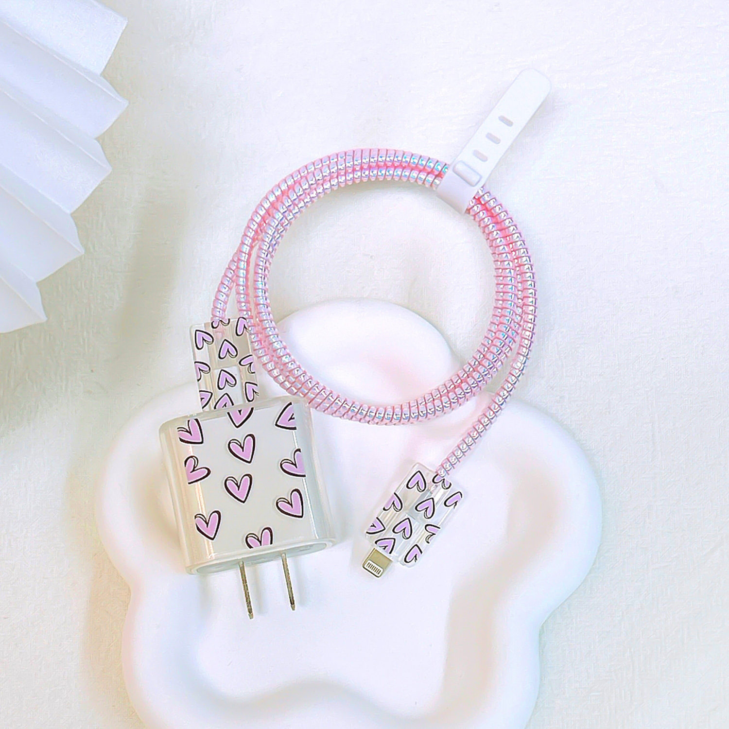 Aplicable a Apple 18W/20W cargador de carga rápida cargador de concha protectora cubierta protectora transparente cáscara suave alambre morder dispositivo pintado