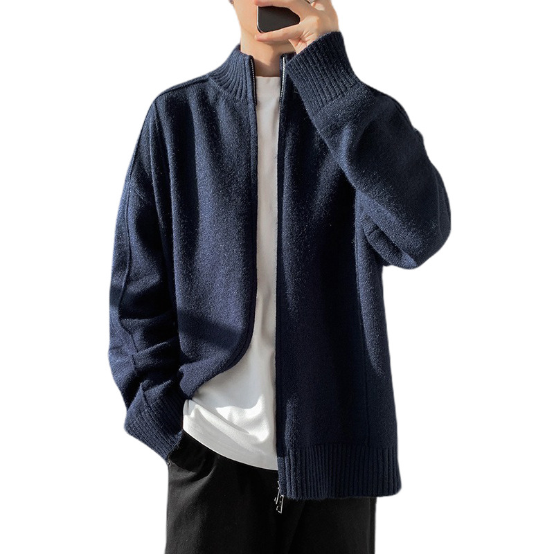 Explosiones transfronterizas de tamaño grande europeo cardigán chaqueta jersey suéter hombre de alta calidad línea textural fábrica al por mayor
