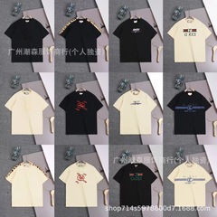 高品質2025春夏豪華潮百合GUリボンロゴデザインクラシックゆるいカジュアルG家半袖tシャツ女性