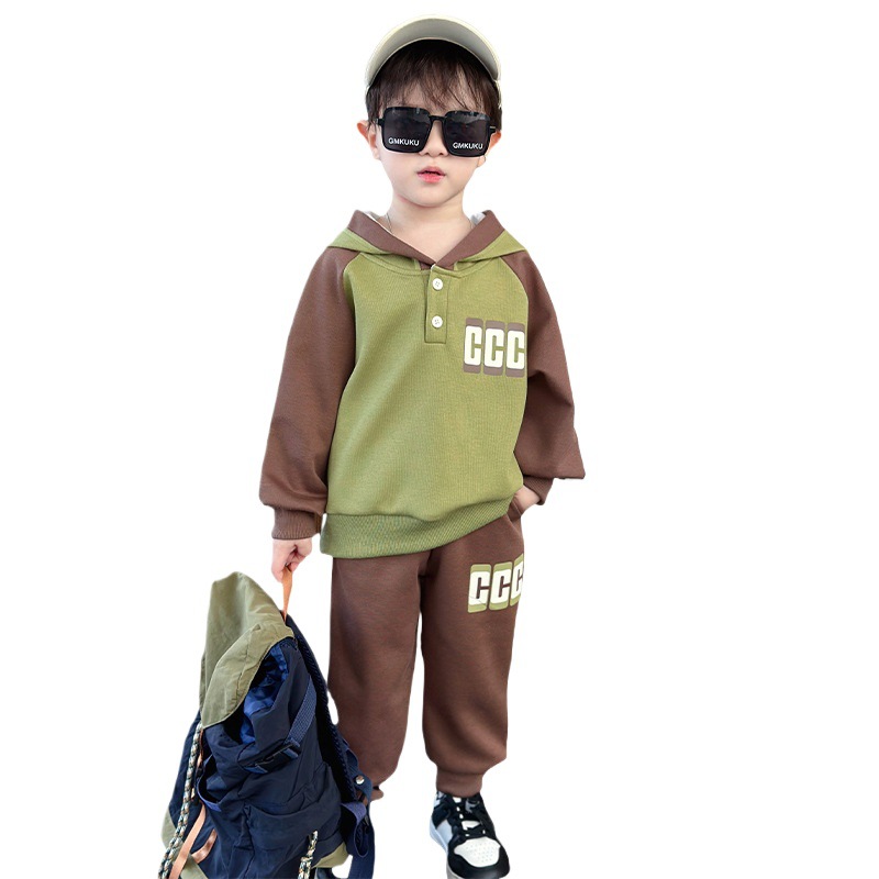 Jungen Strickset Zweiteiler Color-blocking Für Kinder_voghion.com