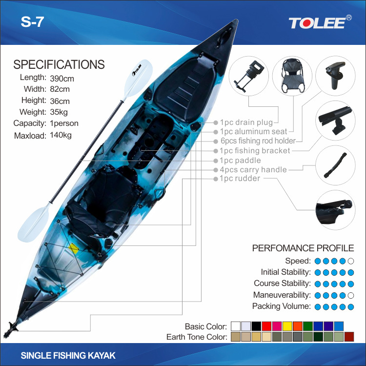 TOLEE High Quality Cheap Outside Sitting Single Kayak Kayak Fishing for Summer Seaside