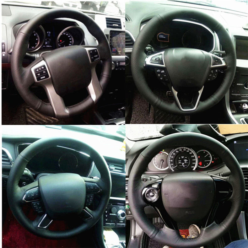 Hand-stitched steering wheel cover is suitable for Mercedes-Benz, BMW, Audi, Toyota, Honda, Nissan, Siyat modified car handle cover 009