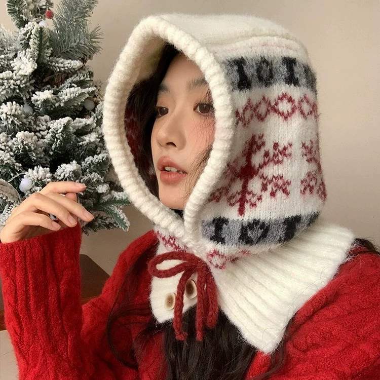Ретро шапка из пряжи oversize, корейский стиль