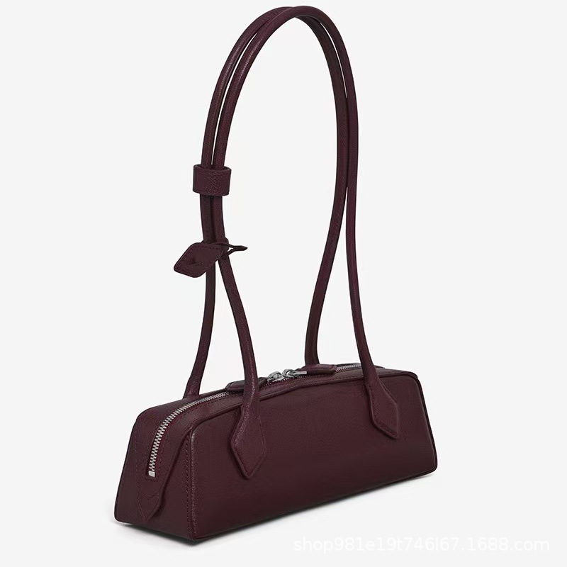 Retro Baguette Underarm Bag Genuine Leather Women's Handbag Casual Commuter Versatile Shoulder Bag - Thumbnail 4