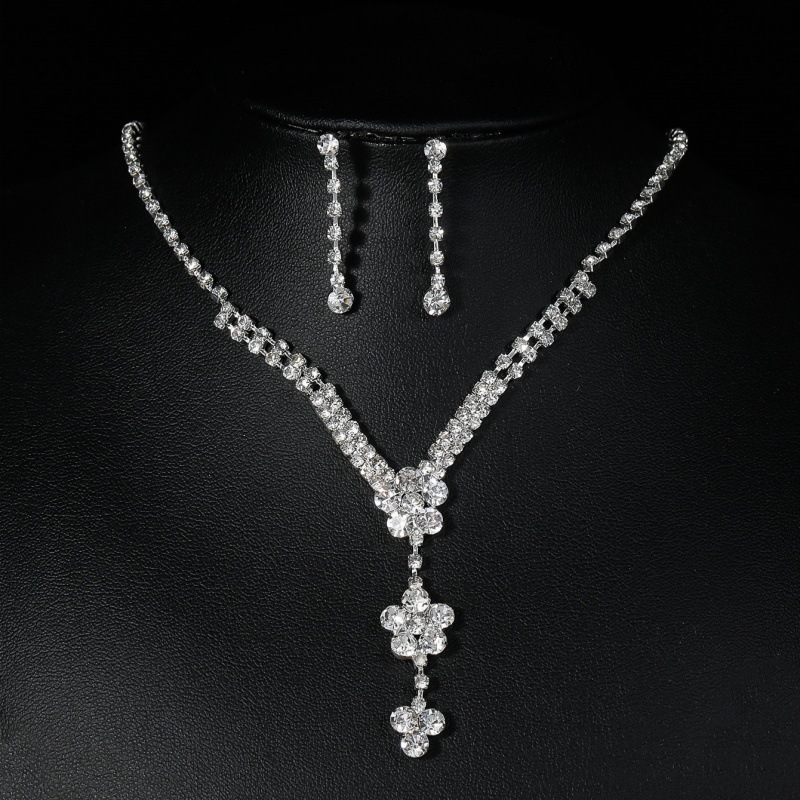 conjunto de noiva três peças colar brincos agarrar corrente strass joias banquete conjunto de joias_voghion.com