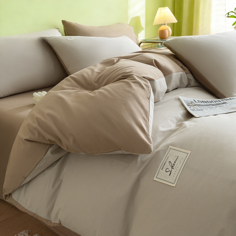 Nueva cubierta de edredón de algodón lavado con agua de una sola pieza de invierno y otoño de algodón puro para una sola persona 150x200 edredón de cuatro piezas