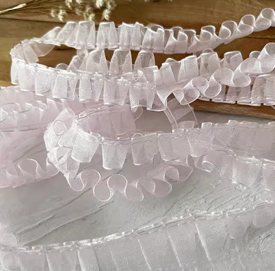 スカートレースアクセサリー装飾裾衣類アクセサリー手作り diy フリルワイドプリーツピンク|undefined