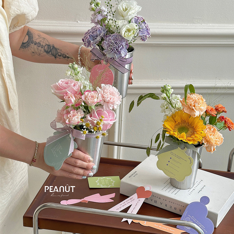 Creativo de mano de la taza de la flor de la celebridad Internet despertar cubo pequeño florero bricolaje arreglo floral cubo material de embalaje