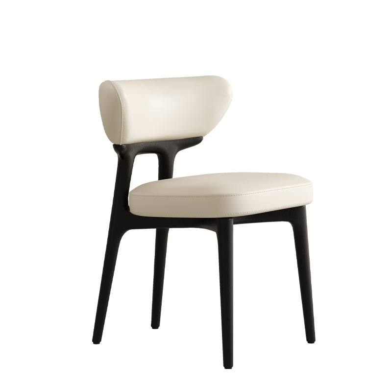 Silla de comedor de madera maciza Danfansi para el hogar Silla de fresno de cuero de diseño de estilo antiguo Silla de respaldo de apartamento pequeño simple