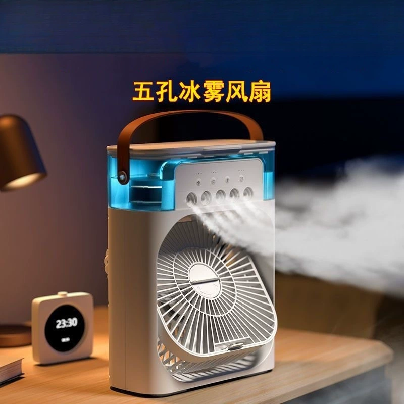 Вентилятор с функцией увлажнения и охлаждения для офиса, общежития, рабочего стола, мощный вентилятор с подсветкой, звуком и сильным потоком воздуха