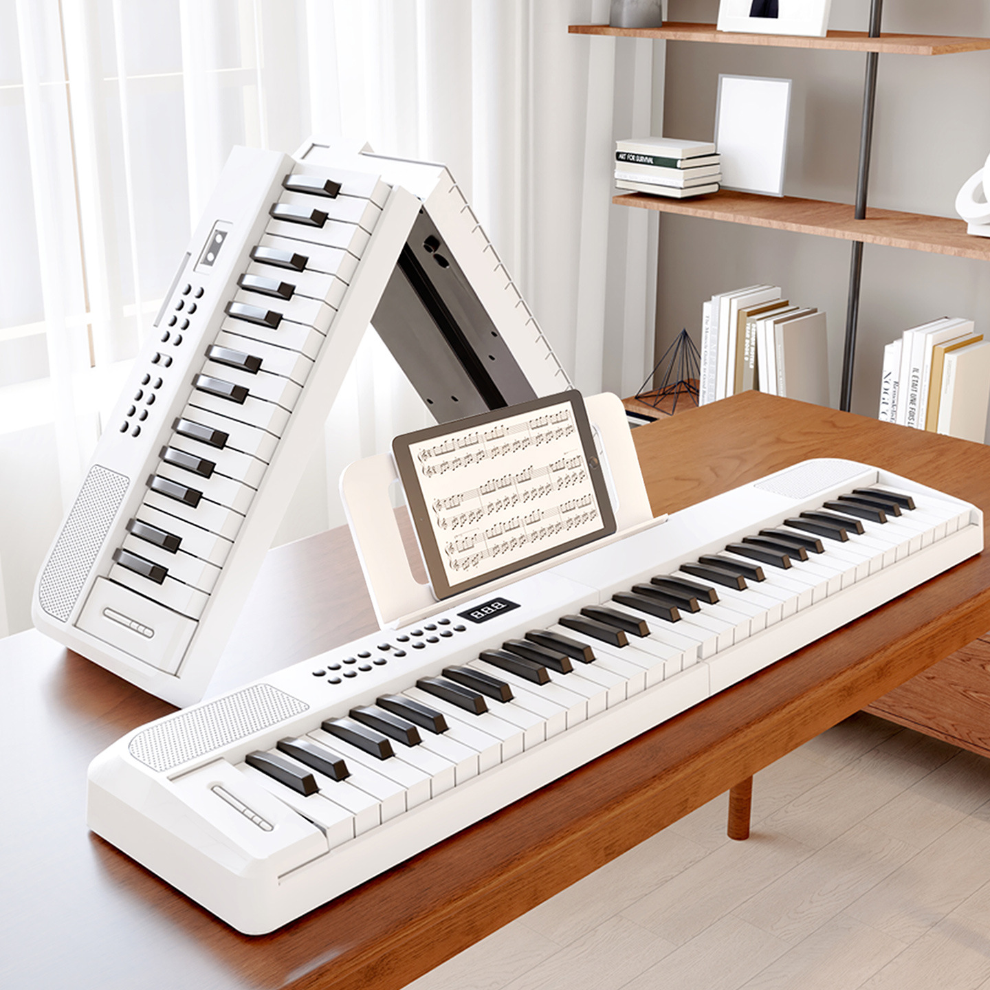Beiduochen 61-Key Foldable Portable Electronic Keyboard for Adults, Children, Kindergarten Teachers, Beginners, Electric Piano, Professional Teaching Piano