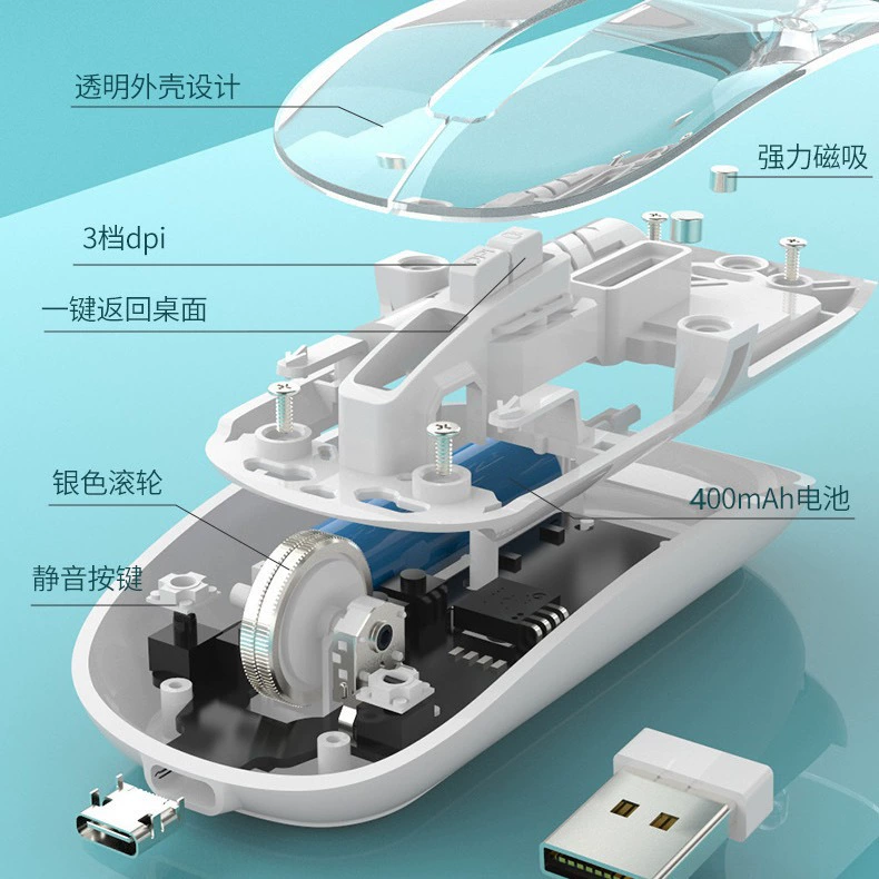 Apple, huawei, совместимая беззвучная мышь с зарядкой, bluetooth, 2 шт., 4G
