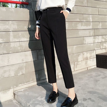弹力西装裤子女九分春秋高腰宽松显瘦直筒长裤九分烟管哈伦西裤女