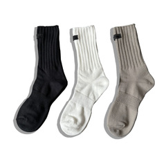 SOCKSTAGE thick needle calibrated cotton socks versatile solid color socks mid-length socks