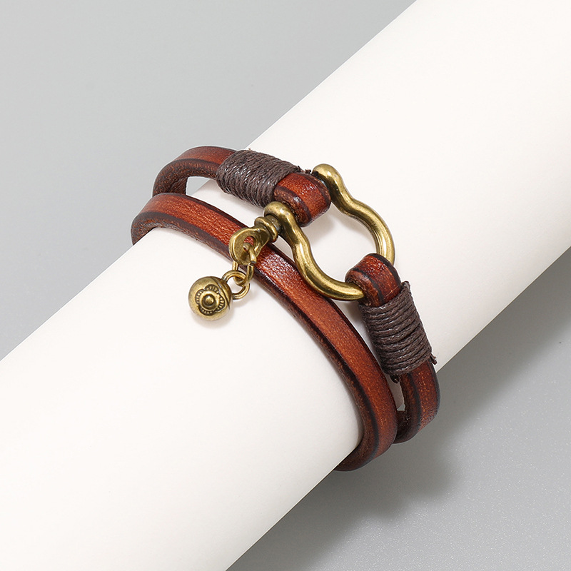 1 Piece Fashion Solid Color Alloy Cowhide Unisex Bracelets