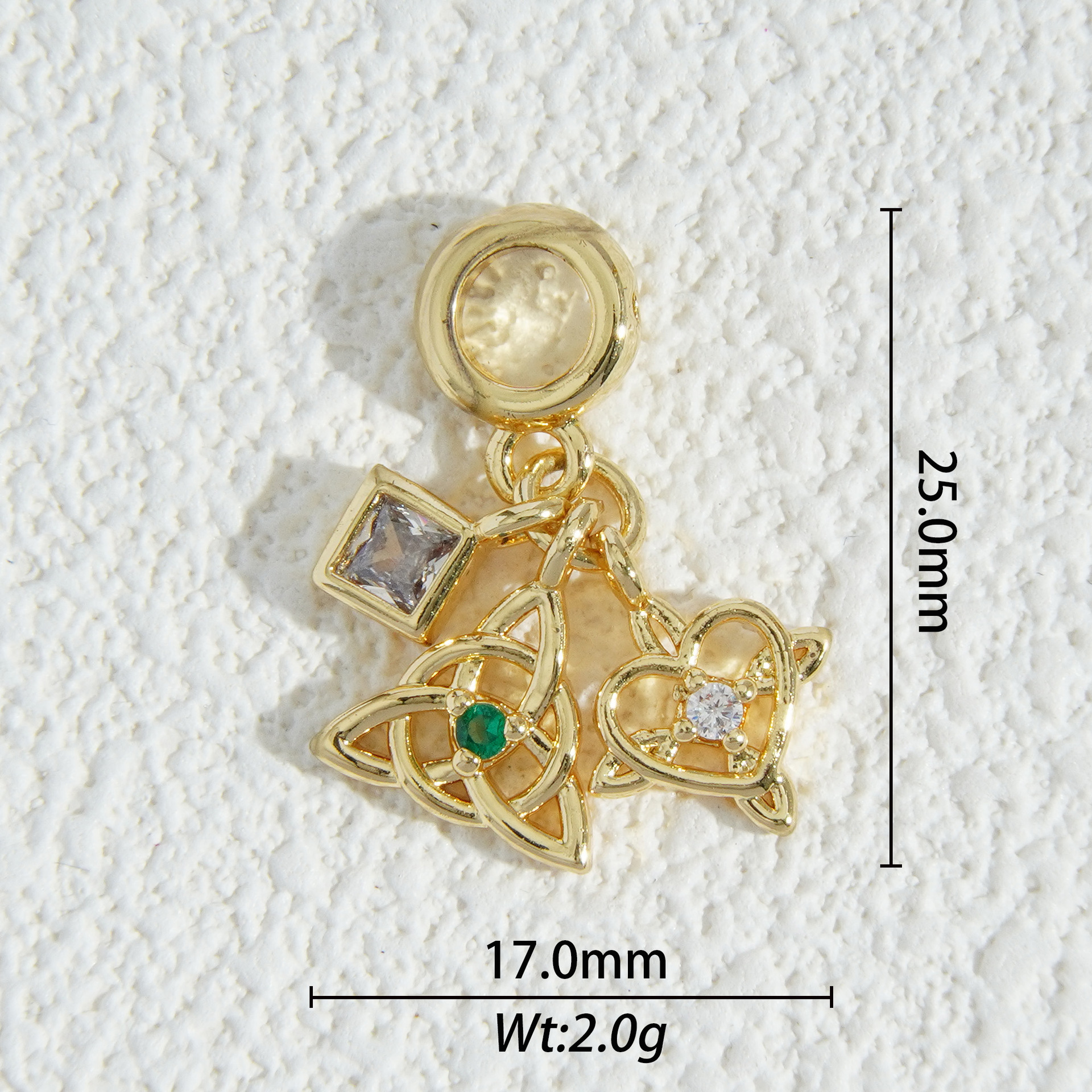 18K oro micro-cristalino accesorios de piedra estrella luna mariposa flores amor colgante DIY collar material pendientes