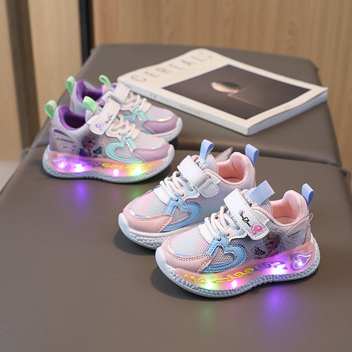 Children's Mesh Breathable Luminous Sports Shoes  Spring and Autumn New Baby Lighting Casual Shoes Fashion Single Shoes