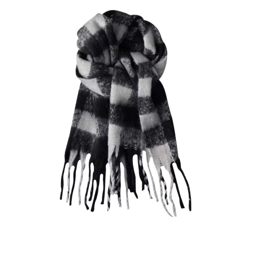 Korean Style Plaid Scarf Women's Winter New Warm All-match Shawl High-grade Cashmere Thickened Soft Waxy Scarf for Men