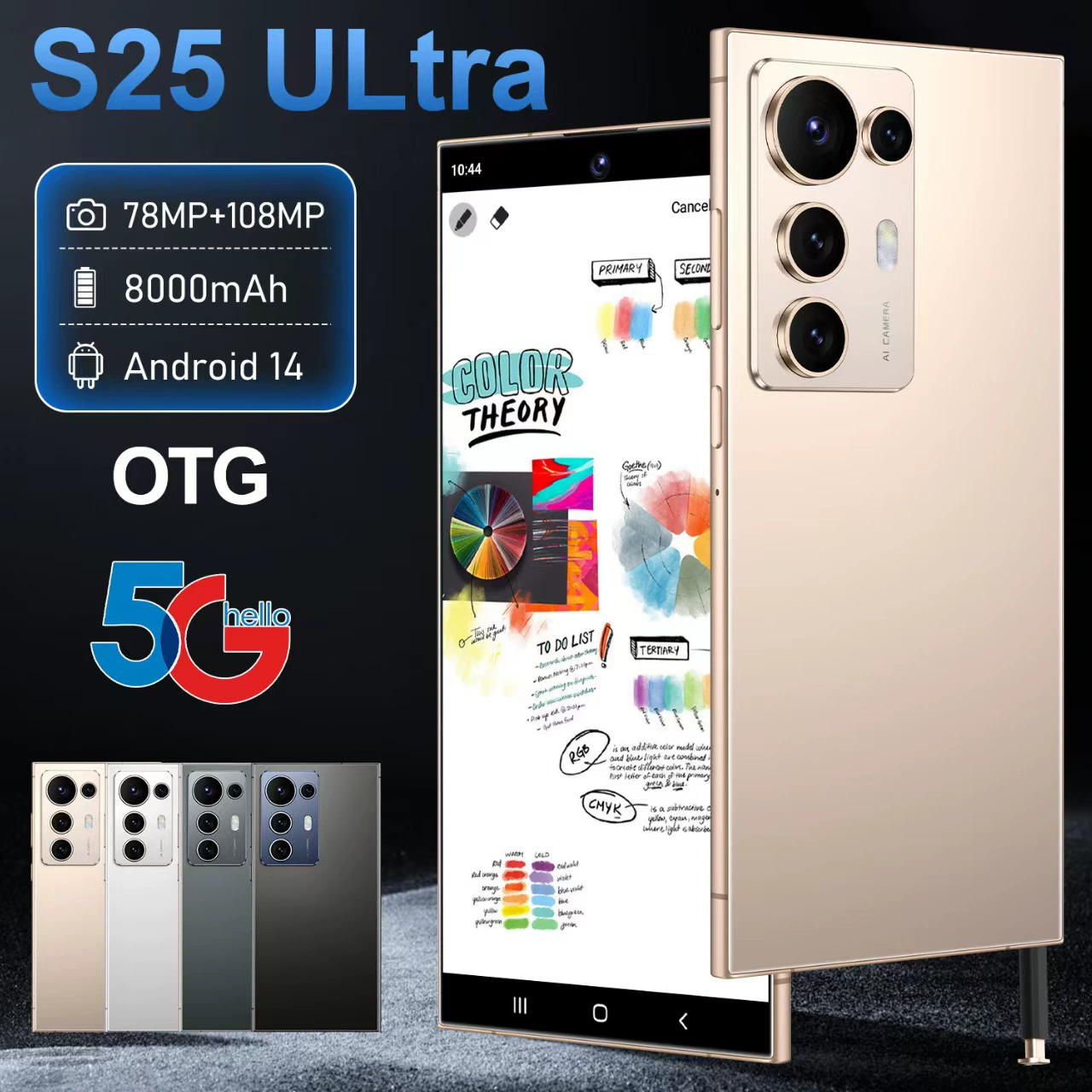 Смартфон Android C25-S25 с встроенной ручкой, 16+1Т, четыре цвета, регуляции EU/US/UK/AU