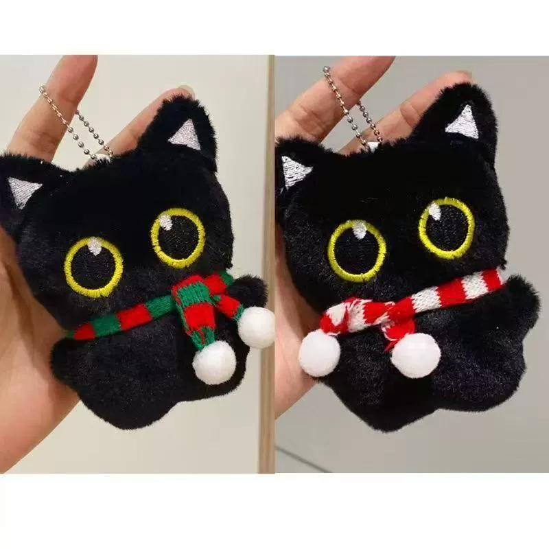 Черная кукла-кошка, плюшевая кукла-подвеска, милая подвеска в виде кошки, сумка, брелок для пары, студенческий подарок