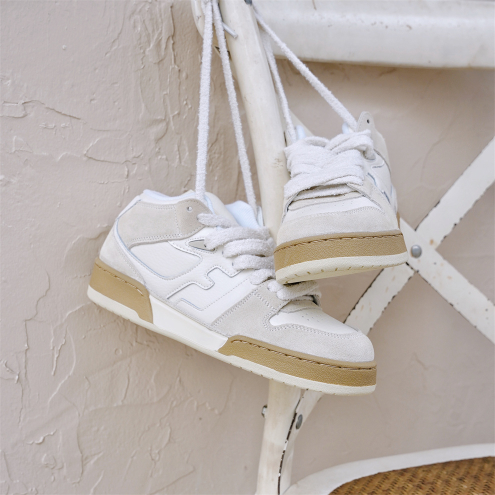 Giày sneaker nam cổ cao phong cách đơn giản dễ phối — Giày thể thao FF cổ cao màu be chi tiết 23