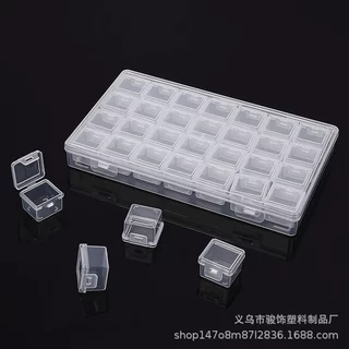 美甲工具批发透明渔具盒小方形分装盒甲片配件盒穿戴甲卡片收纳盒