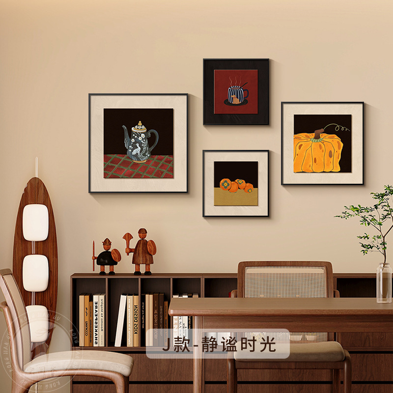法式中古风餐厅装饰画小众艺术组合壁画美拉德客厅沙发背景墙挂画|undefined