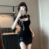 Southeast Asian New Chinese Improved Qipao Hollow Bow Wrapped Hip Dress