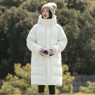 2024中长款两条杠拉条织带秋冬季羽绒服男款时尚潮流宽松连帽棉袄