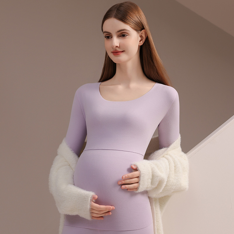 孕妇德绒秋衣秋裤保暖套装秋冬产后哺乳月子服睡衣7A打底衣家居服|undefined