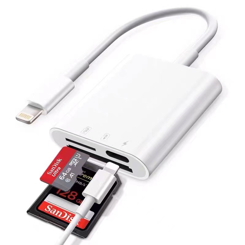 Aplicable al lector de tarjetas de Apple, teléfono móvil, tableta, memoria, tarjeta TF, cámara, lector de tarjetas de alta velocidad, cable adaptador de otg todo en uno
