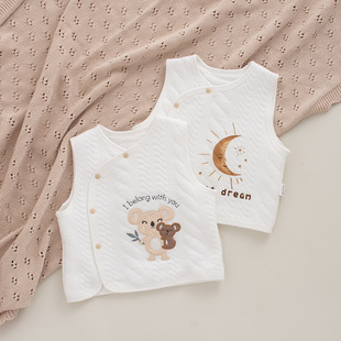 Early Autumn and Winter New Baby Pure Cotton Vest Air Cotton Double-Layer Warm Vest Baby Versatile Waistcoat Winter Inner Wear