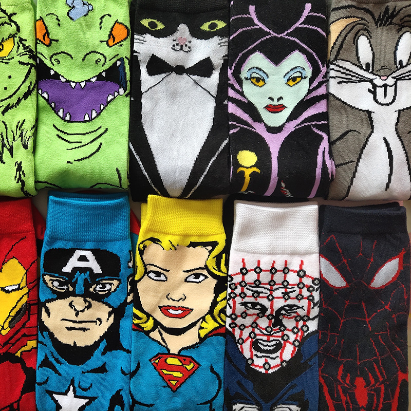 Amazon cross-border supply Tide brand with wish tide socks happy large size men's and women's socks mid-tube socks