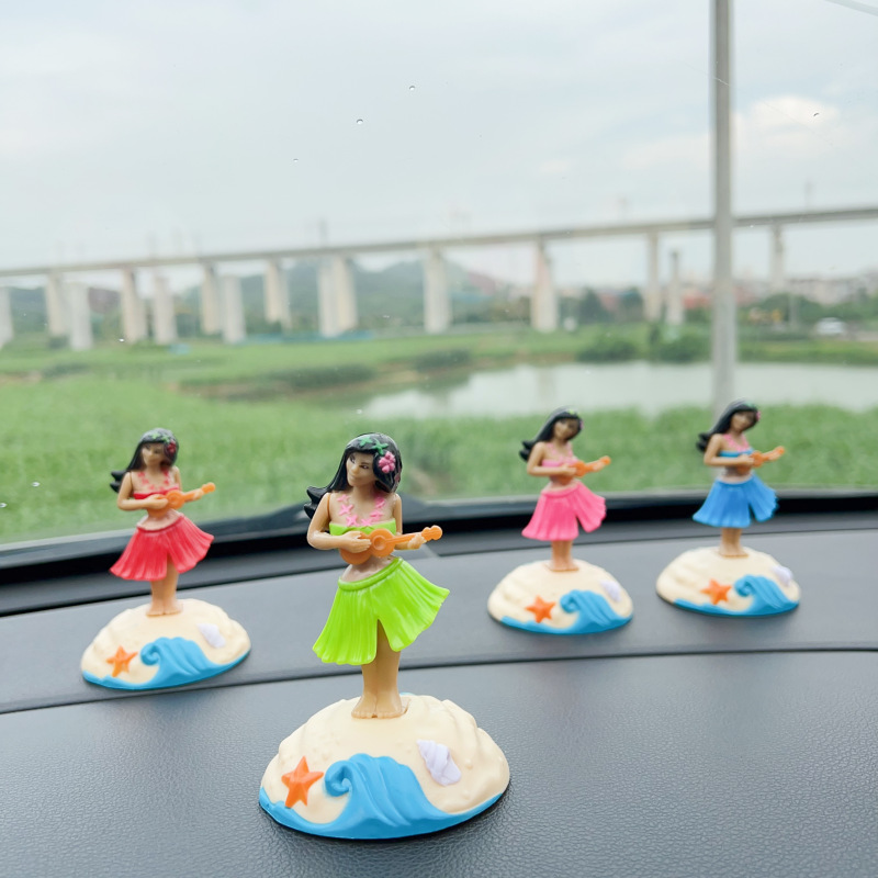 Transfronterizo Hawaii creativo swing falda de paja sacudiendo la cabeza muñeca adornos de coche adornos de dibujos animados regalos juguetes para niños