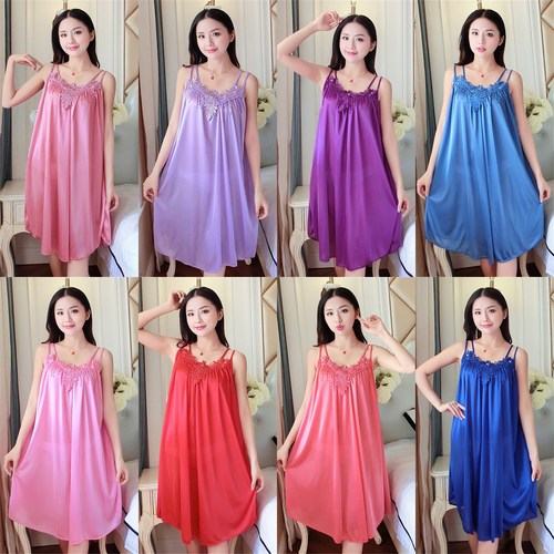 2023 Summer Ice Silk Nightgown Women's Thin Silk Skating Silk Suit Sexy Soft Comfortable Pajamas Women's Home Clothes