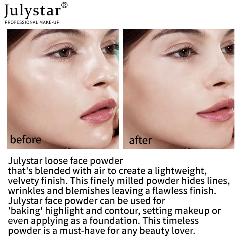 Correttore Julystar nude chiaro, snellente, opaco, waterproof, resistente al sudore, cipria fissante, trucco colorato_voghion.com