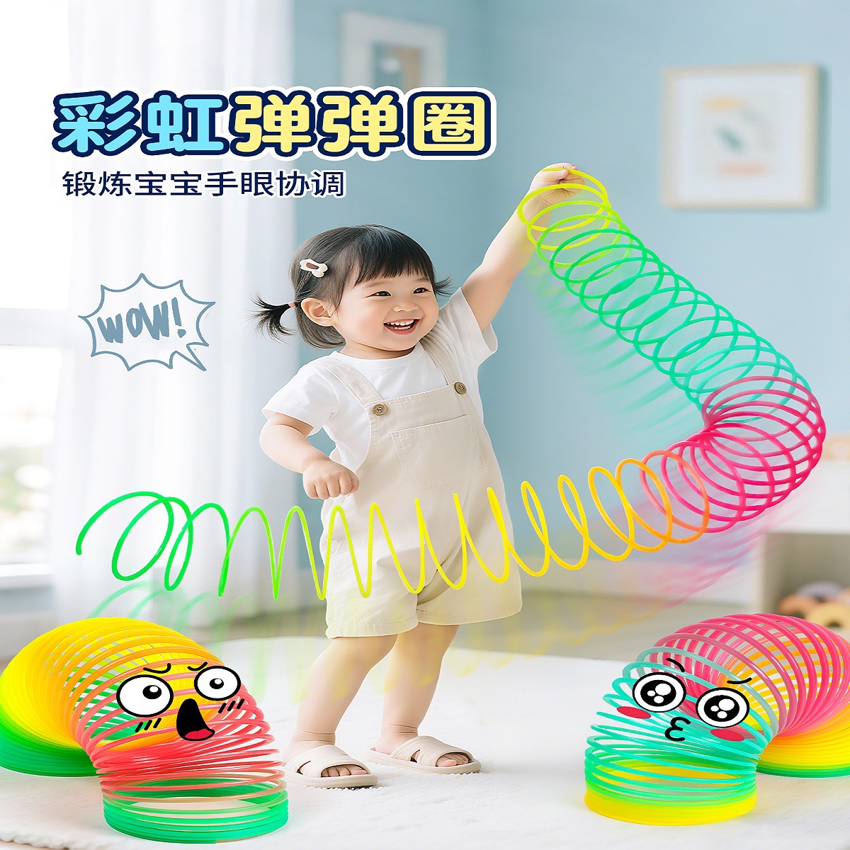 魔力彩虹圈球弹簧圈儿童女孩益智魔术弹力圈宝宝益智玩具早教男孩