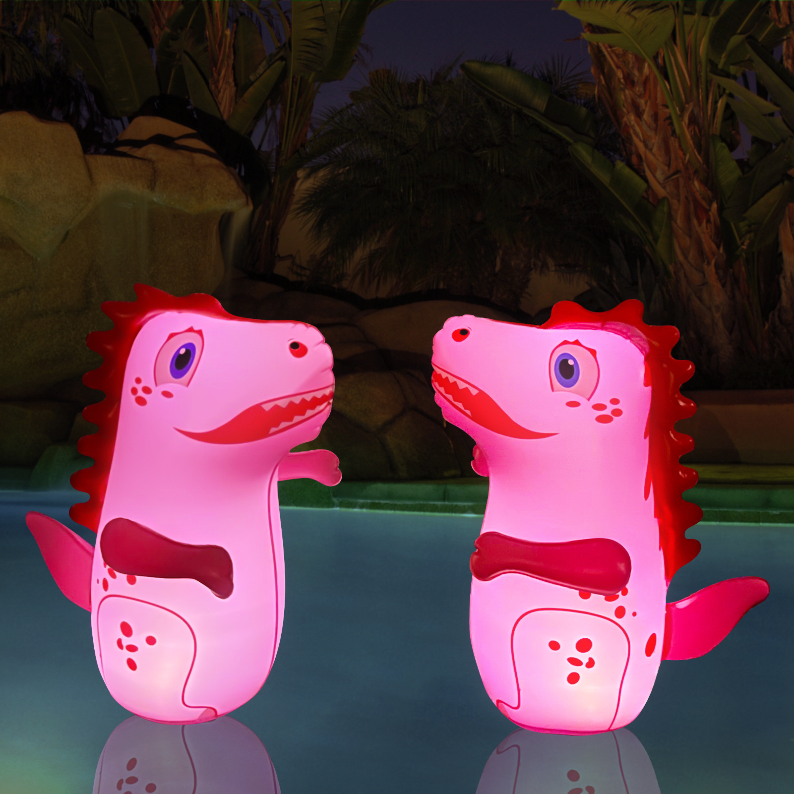 Cross-Border Inflatable Luminous Light Secondary Tube Led Solar Panel Cute Creative Amusement Dinosaur Tumbler Water Light