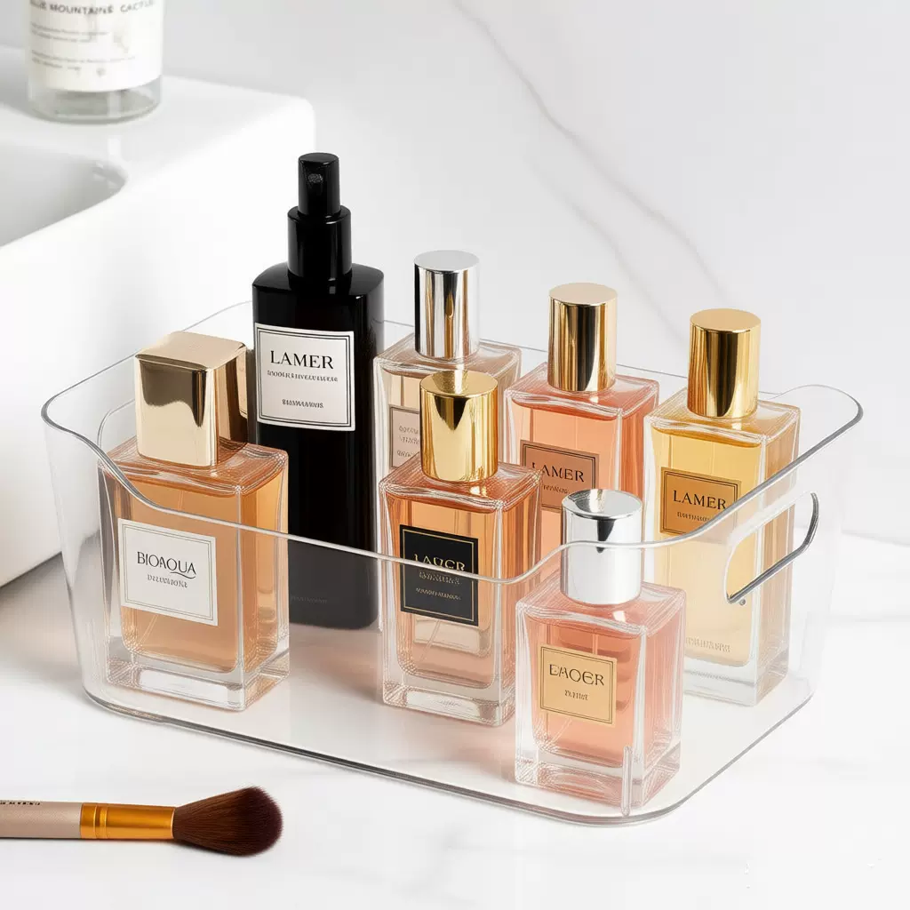 家用桌面杂物收纳盒透明收纳筐室内袜子衣物化妆品收纳整理置物篮