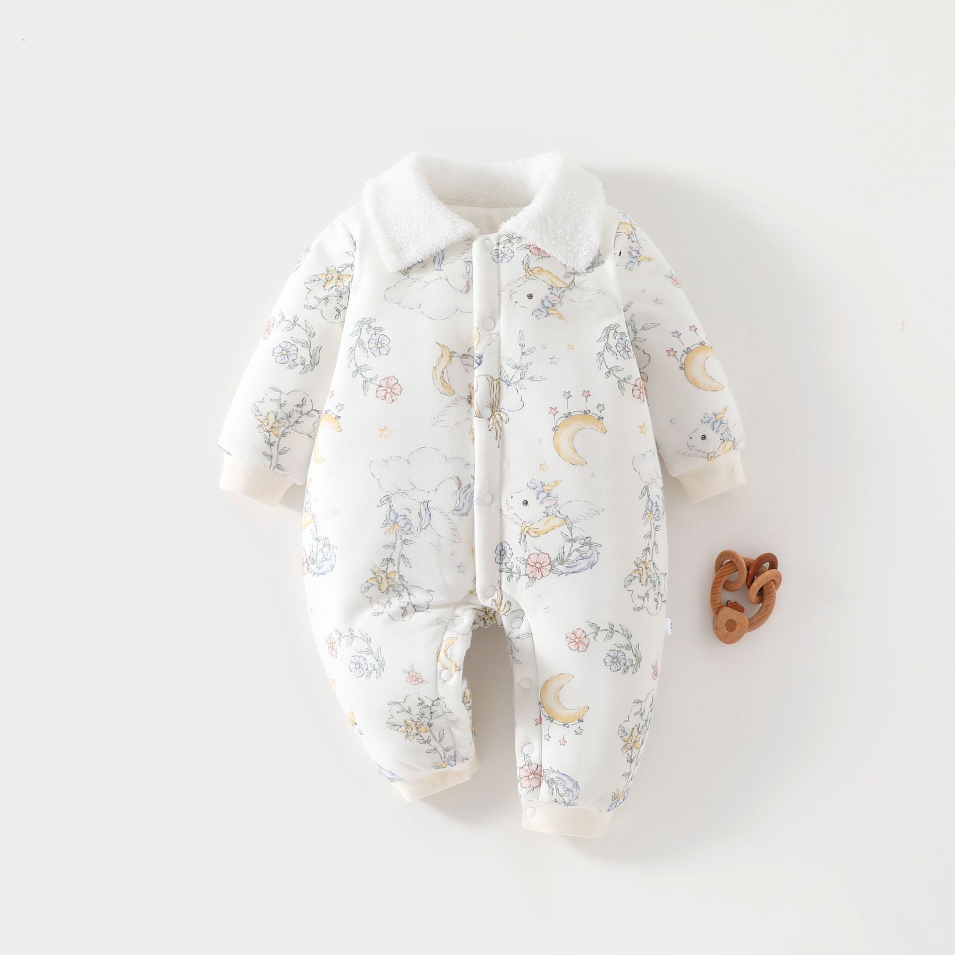 Baby 200g Quilted Thickened Romper Pajamas Robe Winter Warm Baby Jumpsuit Sleeping Bag Crawling Suit Infant Toddler